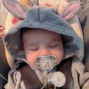 Teddy bear pacifier with clip